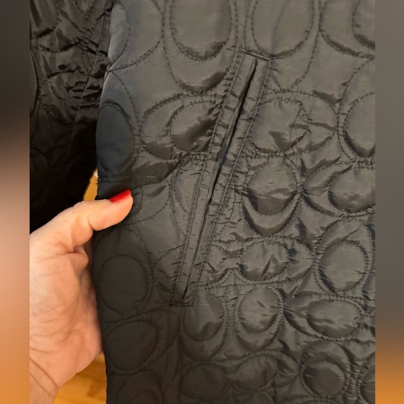 Quilted Coach black jacket tan interior size L women - Picture 3 of 7
